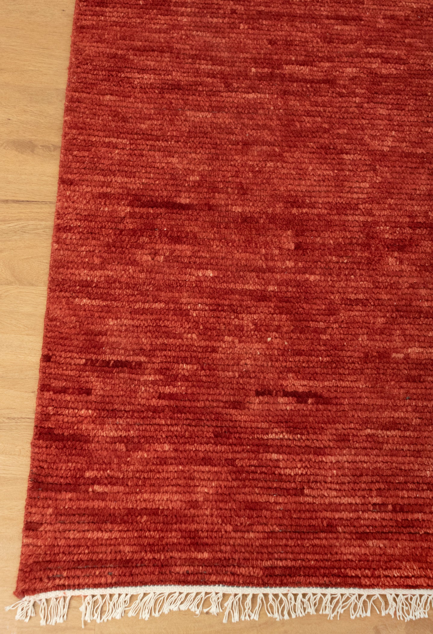 Solid Red Hand Knotted wool Rug
